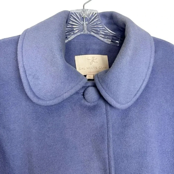 Gal Meets Glam Eloise Wool Blend Pea Coat XL Single Breasted French Blue Pockets - Picture 6 of 9